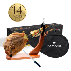 Pack Presunto Reserva 14 Meses com Oferta de Base de Corte, Faca e 1 Garrafa Vinho Tinto Reserva Quinta da Atela