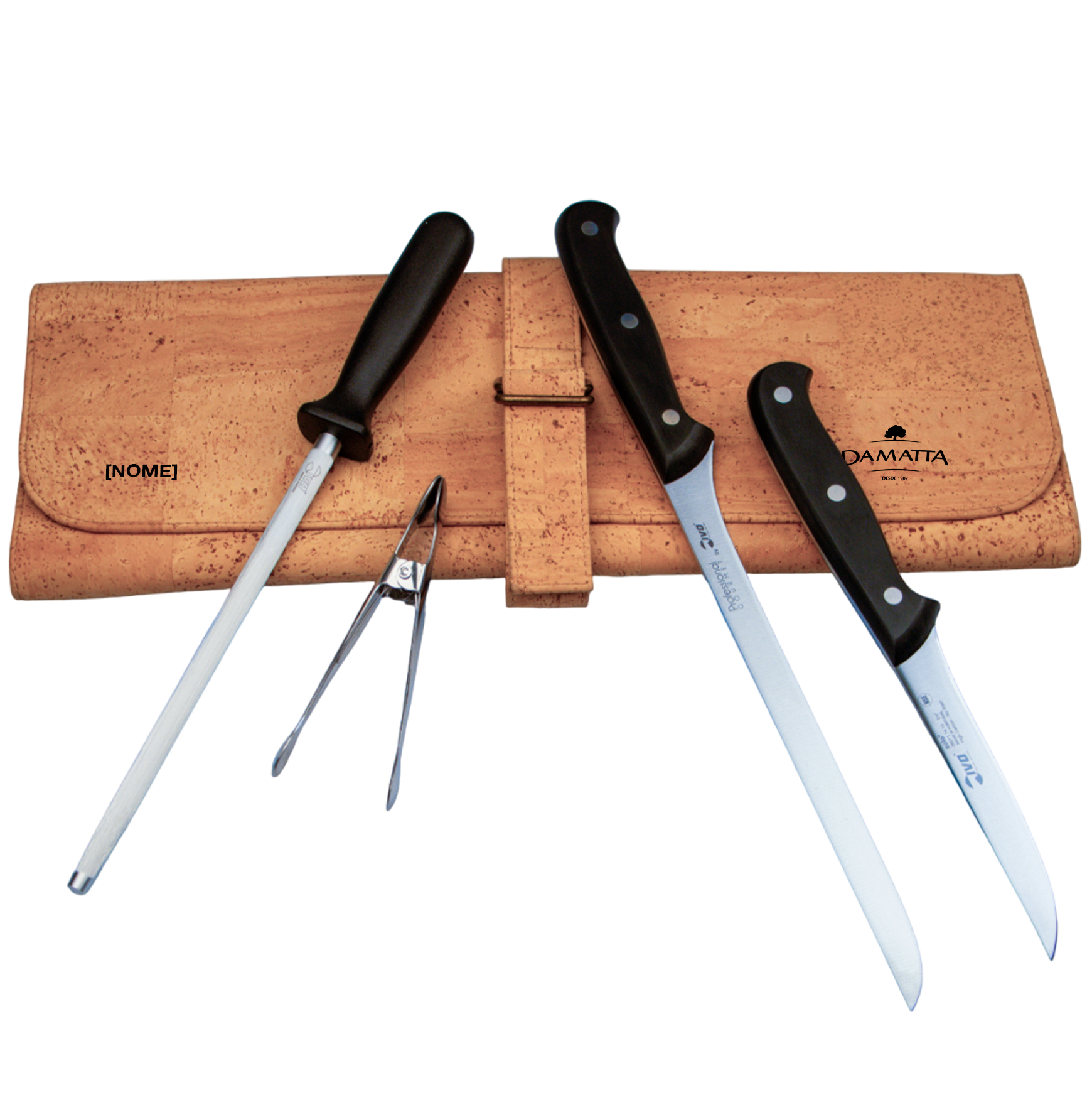 Cured Ham Carving Set in Customized Cork Case